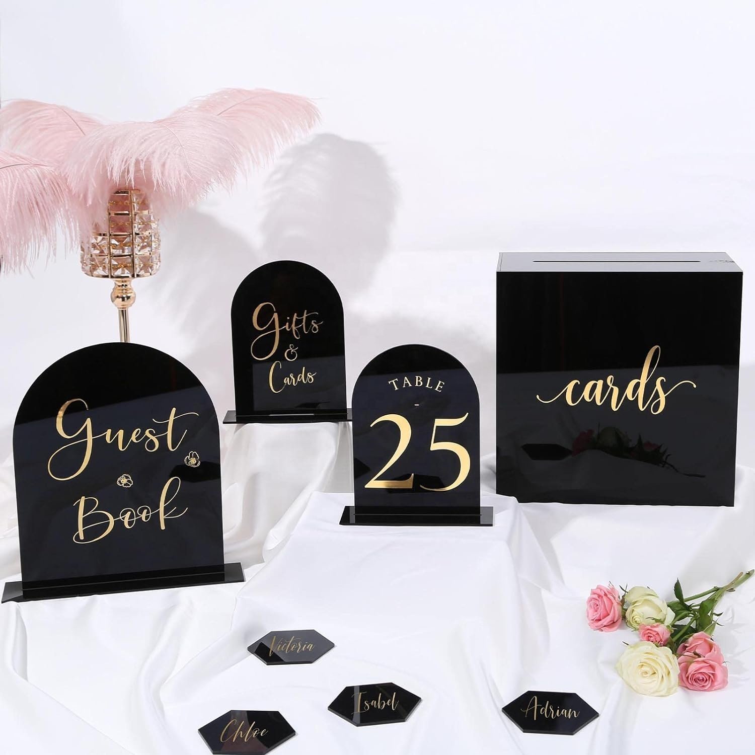 20 Pcs Clear Acrylic Place Cards for Wedding 3mm Acrylic Escort Plates, Name Cards - Perfect for Dinner Parties, Guest Name
