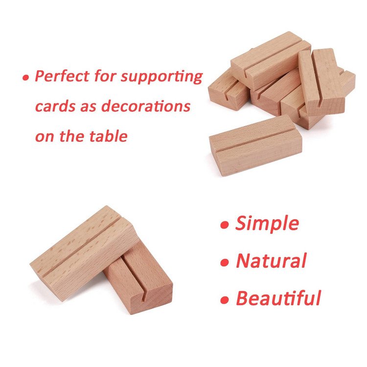 Premium Material 6pcs 2.17 Inch Place Card Holders Photo & Picture Stand Card Holder Wood Stand For Display