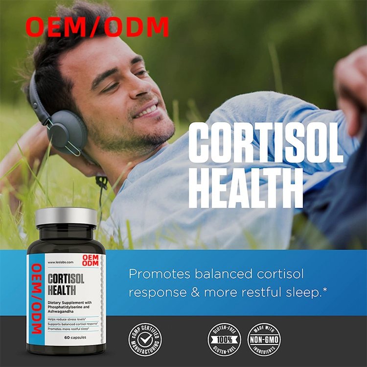 Non-GMO 60 Capsules Dietary Supplement with Phosphatidylserine and Ashwagandha for Cortisol Health Stress Relief