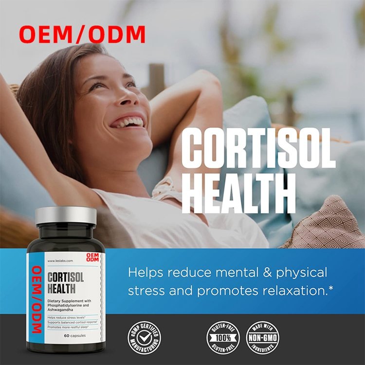 Non-GMO 60 Capsules Dietary Supplement with Phosphatidylserine and Ashwagandha for Cortisol Health Stress Relief
