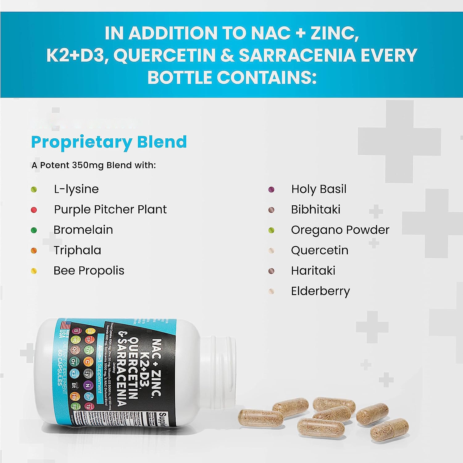 OEM L-Tyrosine Mucuna Ashwagandha Capsules with N-Acetyl Cysteine Capsules 5-HTP Vitamins NAC Capsules for Focus Brain Health