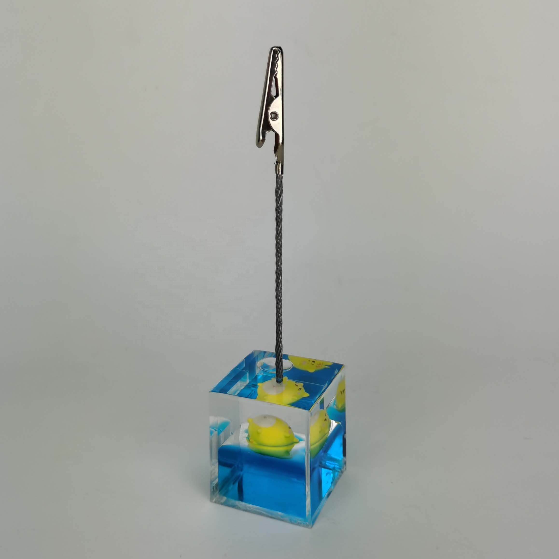 Cube Liquor OEM Liquido Liquida Fluid Acrylic Liquid Floater Water Oil Floating Aqua Bubble Business Name Card Memo Clip Holder