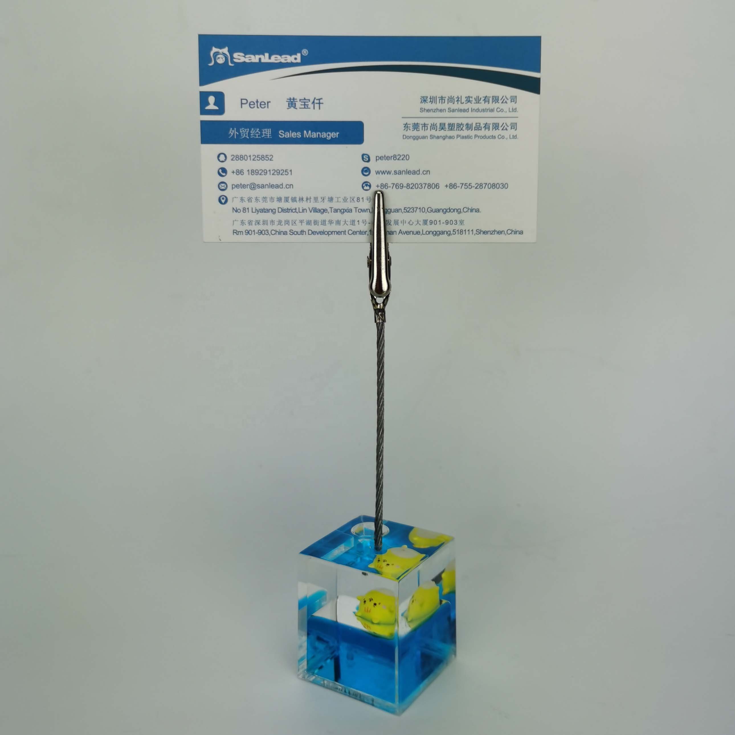 Cube Liquor OEM Liquido Liquida Fluid Acrylic Liquid Floater Water Oil Floating Aqua Bubble Business Name Card Memo Clip Holder