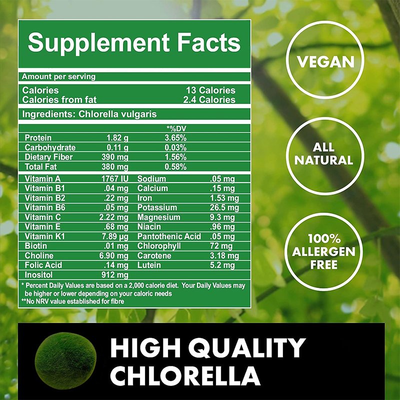OEM Wholesale Price Organic Broken Cell Wall Chlorella Extract Powder Protein With Chlorophyll Tablets