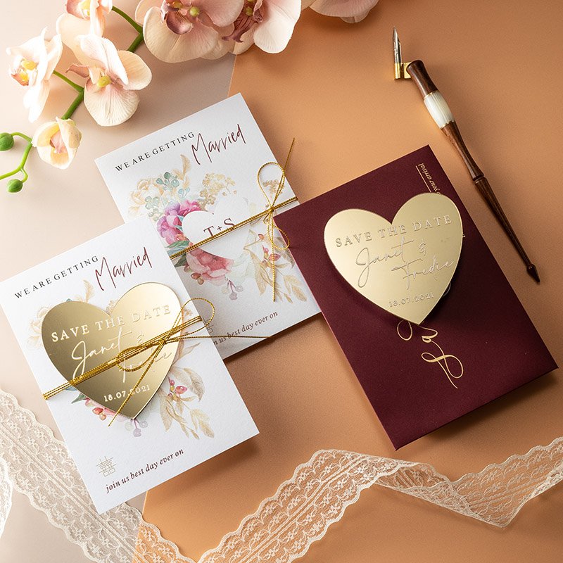 Heart Shape Acrylic Mirror Place Names Mirror Wedding Cards Acrylic Mirror DiY Cards Wedding Card Ornament