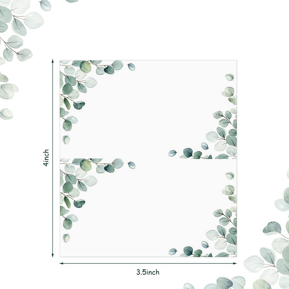 Folding Watercolor Wedding Greenery Seating Place Card Printable Tented Blank Table Name Cards for Bridal Baby Shower