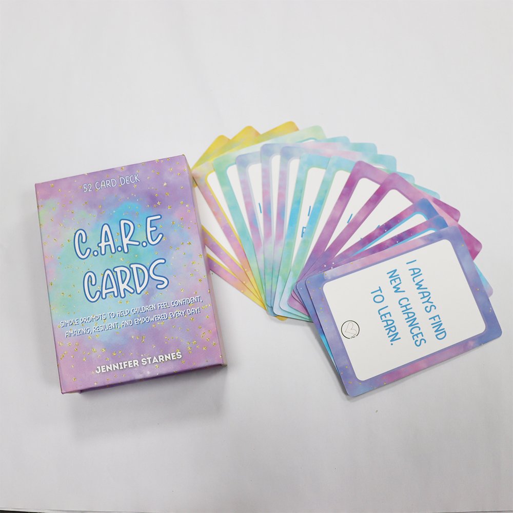 Customizable Size Boxed Individual Paper Cards For Playing Custom Printed Positive Affirmation Card Game With Personzed Logo