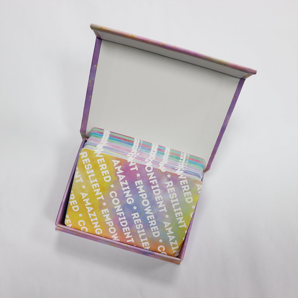 Customizable Size Boxed Individual Paper Cards For Playing Custom Printed Positive Affirmation Card Game With Personzed Logo