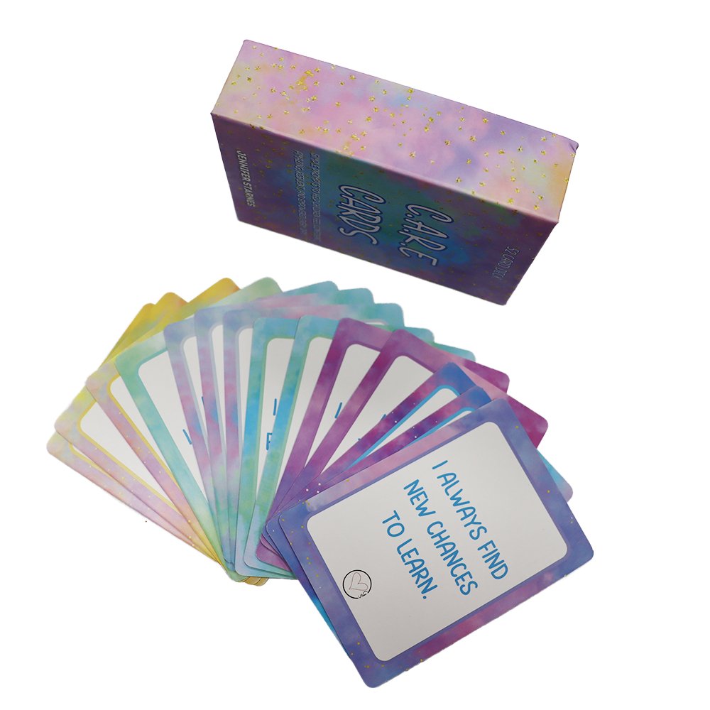 Customizable Size Boxed Individual Paper Cards For Playing Custom Printed Positive Affirmation Card Game With Personzed Logo