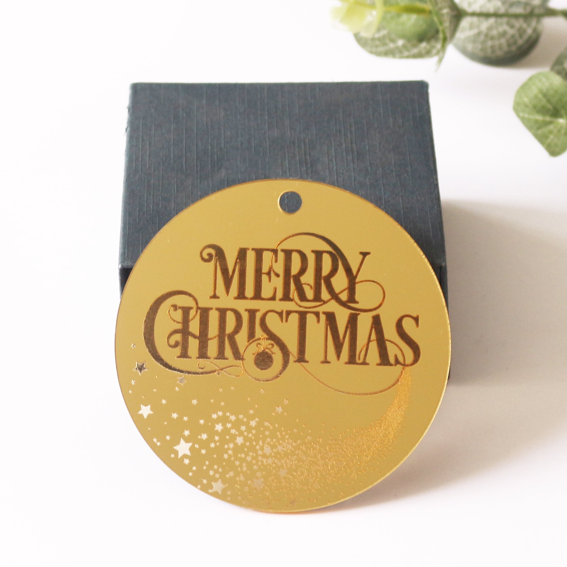 Custom Acrylic Gold Mirror Tags Round Shape Luxury Christmas Party Wedding Different Name Tags With Ribbon