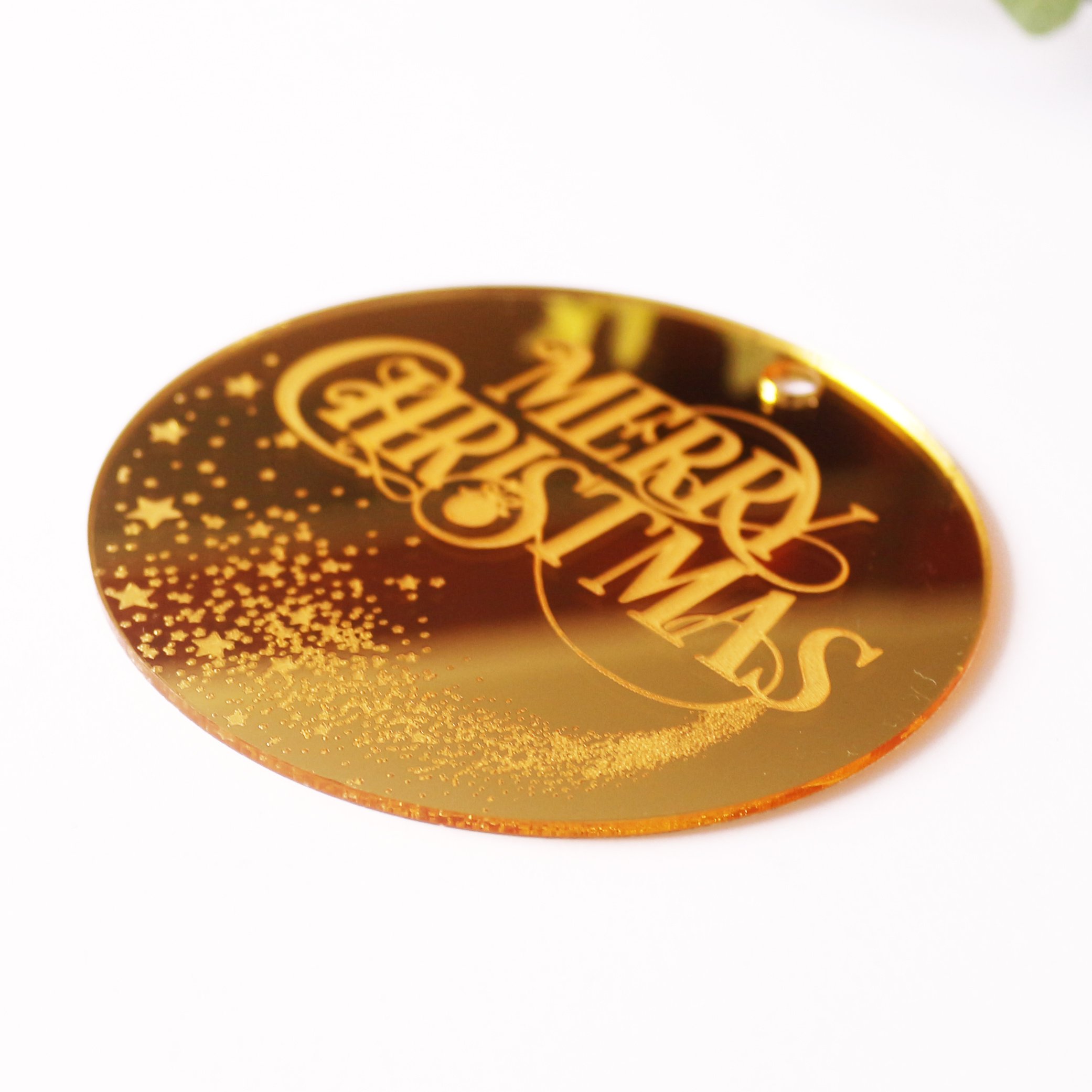 Custom Acrylic Gold Mirror Tags Round Shape Luxury Christmas Party Wedding Different Name Tags With Ribbon
