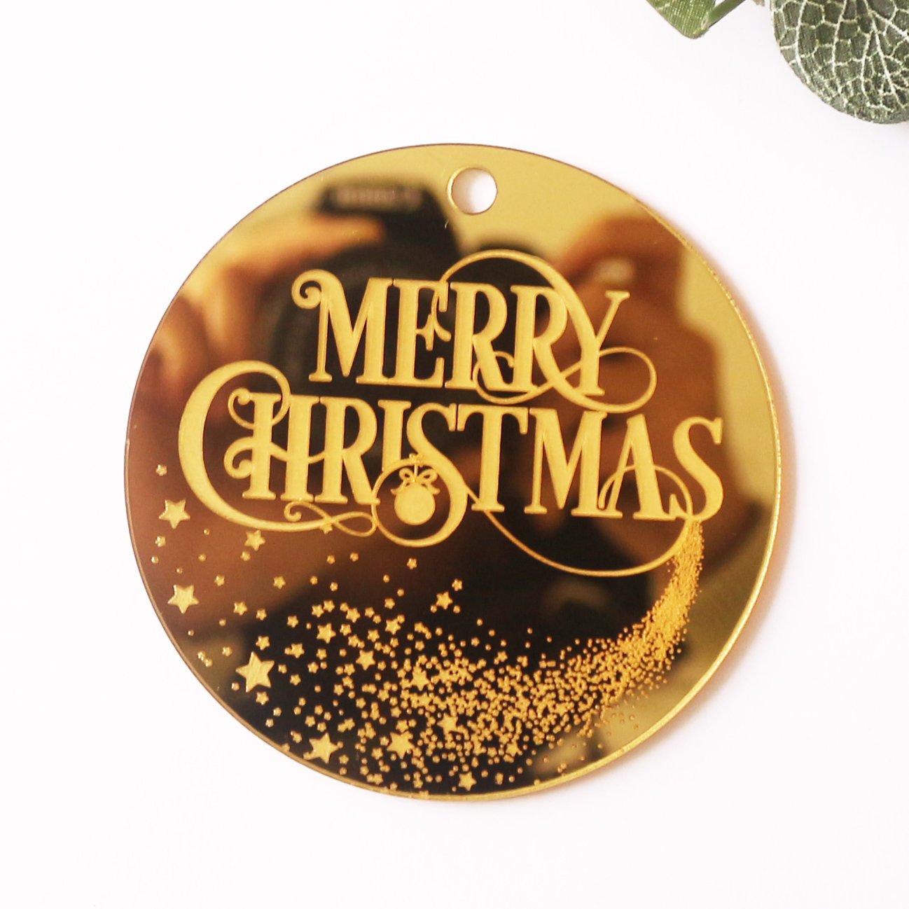 Custom Acrylic Gold Mirror Tags Round Shape Luxury Christmas Party Wedding Different Name Tags With Ribbon