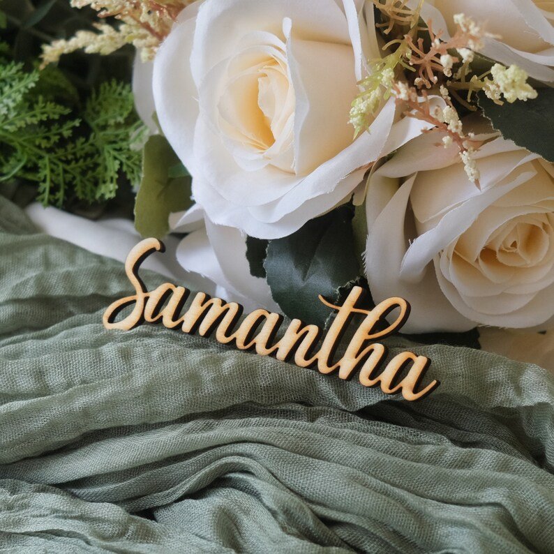 Party Table Seating Plate Decoration Laser Cutting Wood Alphabet Letter Wooden Wedding Place Name Tag Card