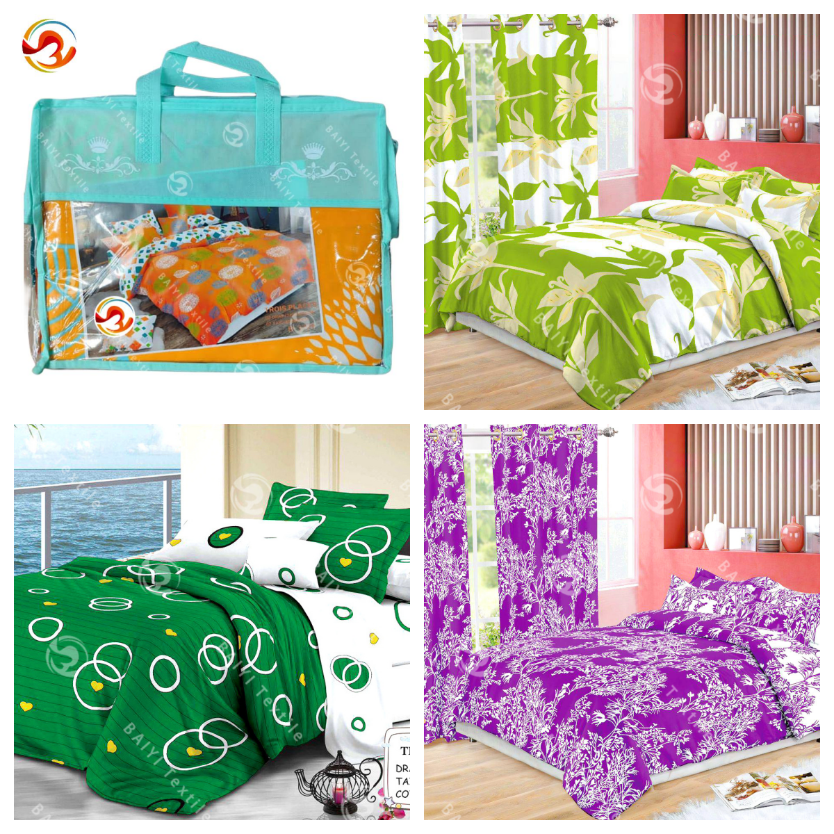Factory bed sheet 4 pieces 3 places good quality flat sheet with pillowcases king size 100% cotton bed sheet set