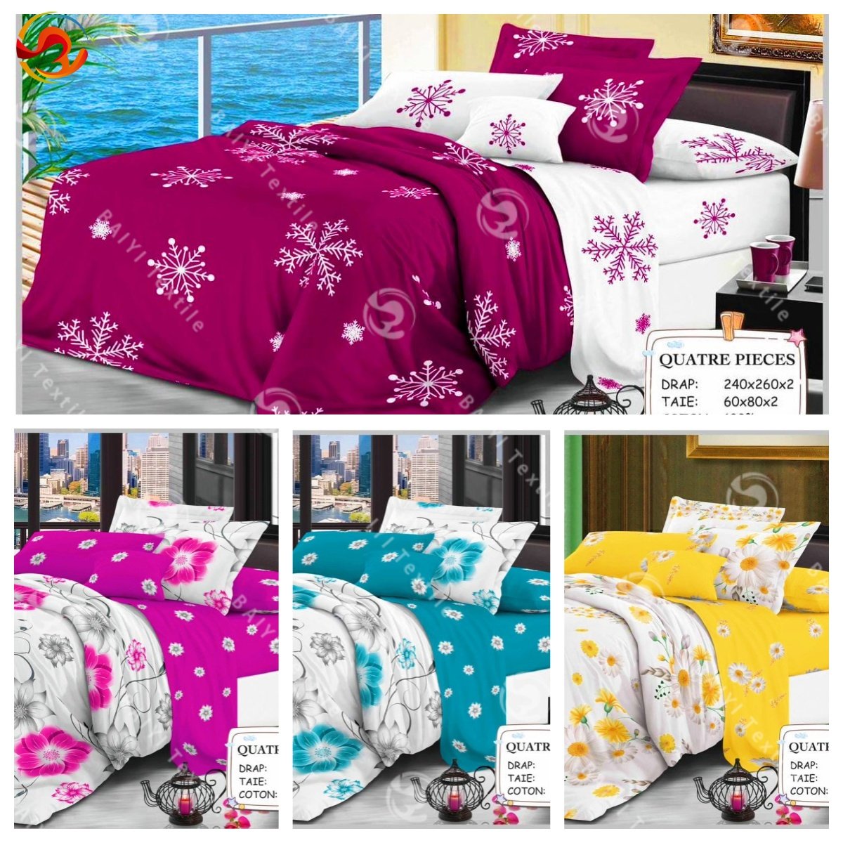 Factory bed sheet 4 pieces 3 places good quality flat sheet with pillowcases king size 100% cotton bed sheet set