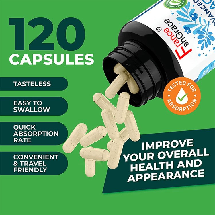 Dietary Supplement 120 Capsules Advanced Collagen Hyaluronic Acid Vitamin C