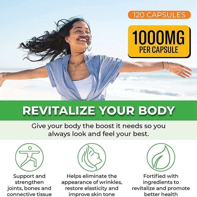 Dietary Supplement 120 Capsules Advanced Collagen Hyaluronic Acid Vitamin C