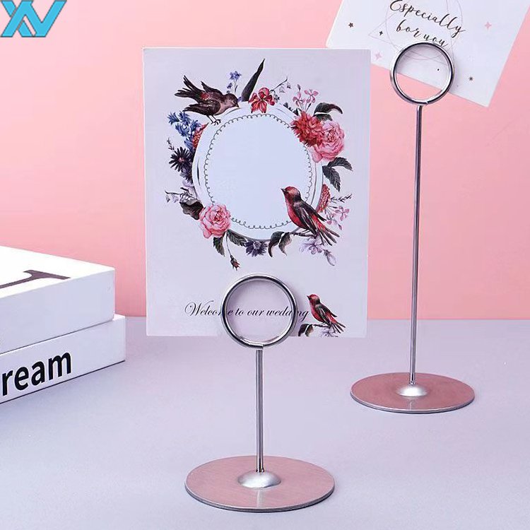8" circle design metal Place Card Holder Tabletop Menu Holder Harp-Clip for Restaurant Weddings