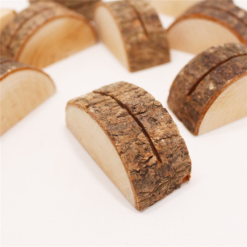 Natural Tree Stump Shape Wooden Clips School Office Supplies Wedding Party Message Folder Place Card Holder