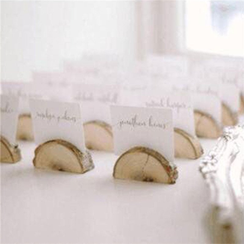 Natural Tree Stump Shape Wooden Clips School Office Supplies Wedding Party Message Folder Place Card Holder