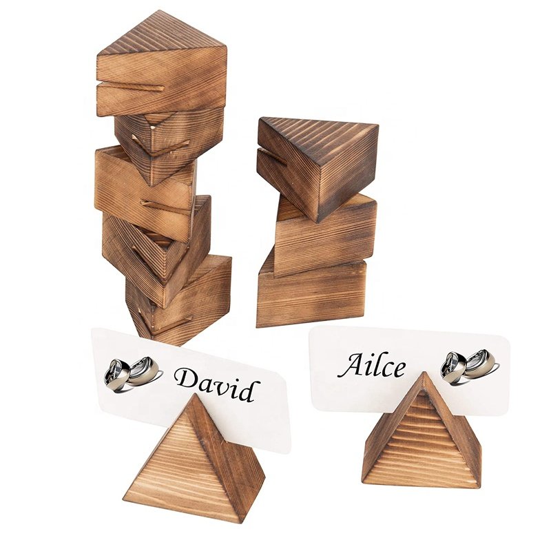 Wholesale Geometric Table Numbers Sign Holders Wooden Place Card Holders for Wedding Party