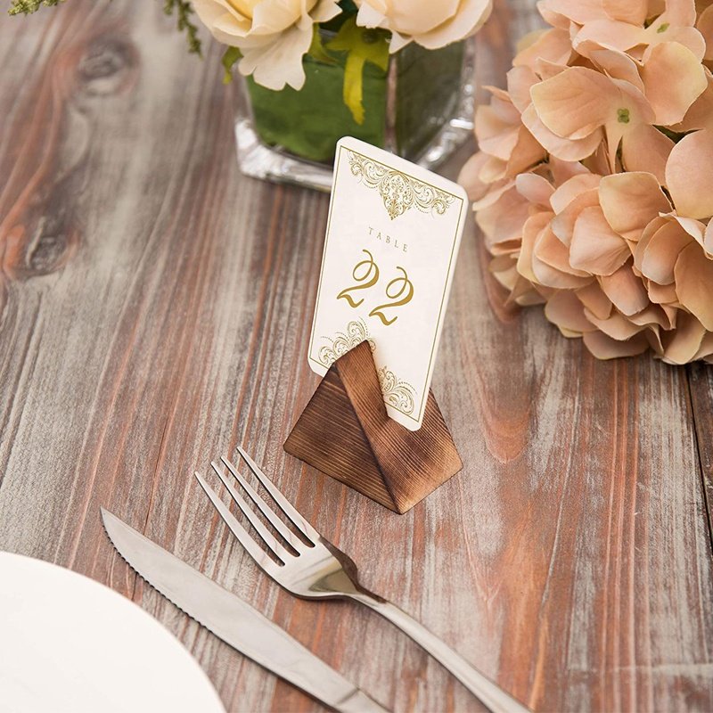 Wholesale Geometric Table Numbers Sign Holders Wooden Place Card Holders for Wedding Party
