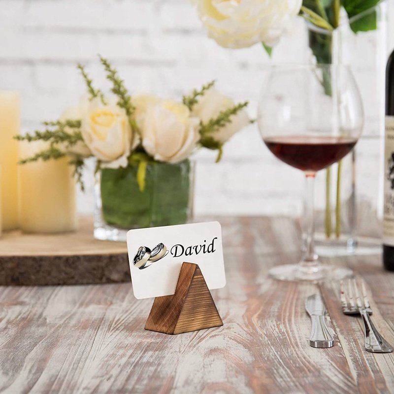 Wholesale Geometric Table Numbers Sign Holders Wooden Place Card Holders for Wedding Party