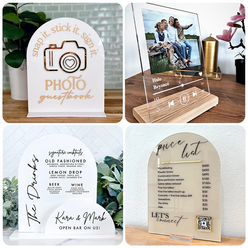 Custom Plexiglass Bar Display Signs For Business Acrylic Menu Display Table Top Acrylic Stands