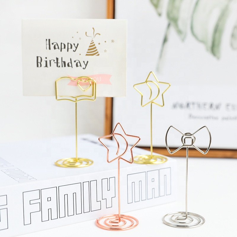 Metal Restaurant Hotel Table Number Holder Clips Wedding Place Card Holder Stand