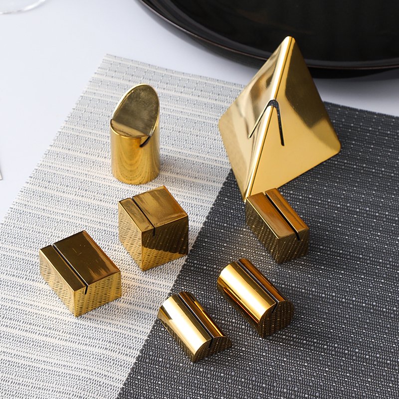 Stainless Steel Name Place Card Holders Golden Table Number Stand Decorative Card Holder Wedding Display Stand