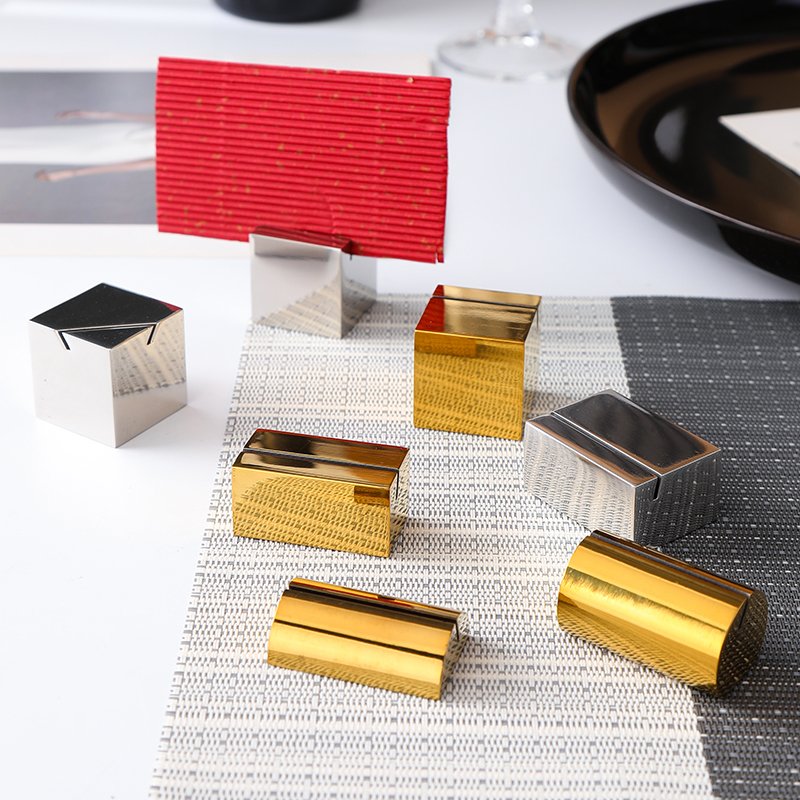 Stainless Steel Name Place Card Holders Golden Table Number Stand Decorative Card Holder Wedding Display Stand