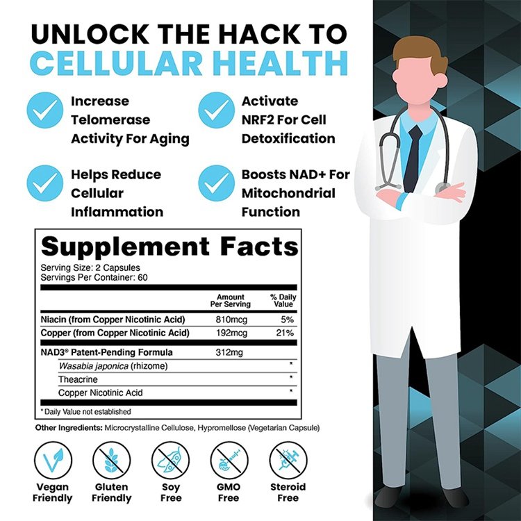 Supplements NAD3 NAD+ Booster Value Size 120 Capsules