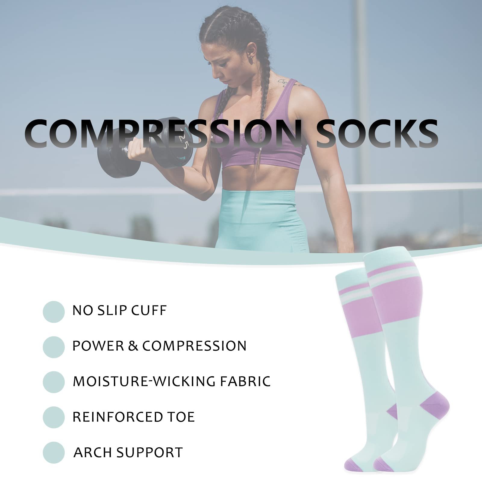 Fashion Everyday Sport Outdoor Stockings Orange Woman Nurse Basketball Cycling Fitness Badminton Compression Socks