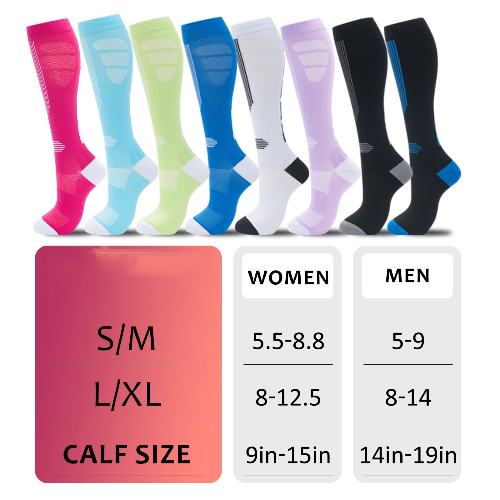 Fashion Everyday Sport Outdoor Stockings Orange Woman Nurse Basketball Cycling Fitness Badminton Compression Socks