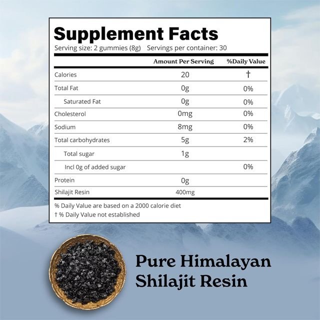 Shilajit Gummies 100% Shilajit with High Potency Gold Grade for Energy Boost & Immune Support, 75%+ Fulvic Acid OEM/ODM