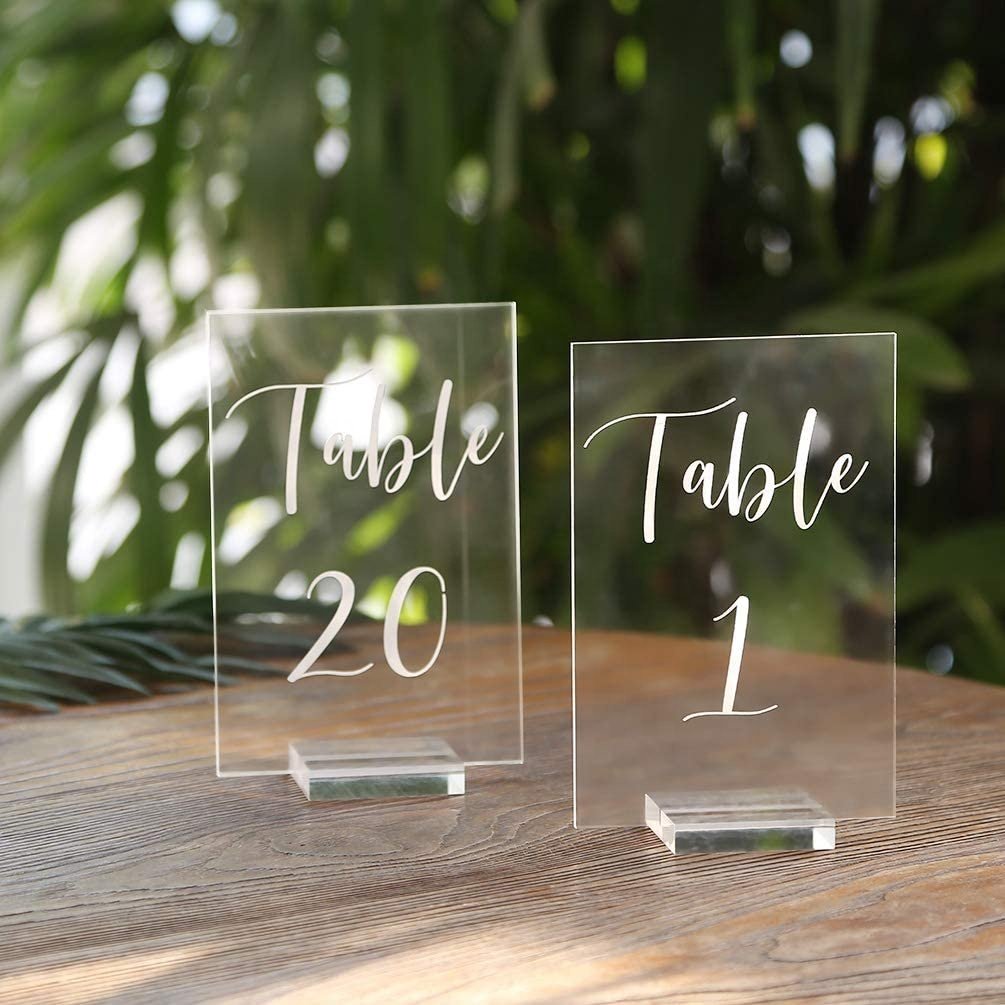 Laser Cut Hexagon Shape Clear Custom Printed Acrylic Place Cards Personalized Acrylic Business Cards Wedding Table Number
