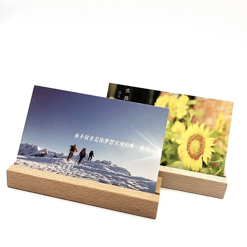 Wood Place Card Holders, Wooden Postcard Holder Acrylic Sign Stand for Party Decoration Location Small Table Menu Cards Holders