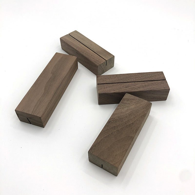 Wood Place Card Holders, Wooden Postcard Holder Acrylic Sign Stand for Party Decoration Location Small Table Menu Cards Holders