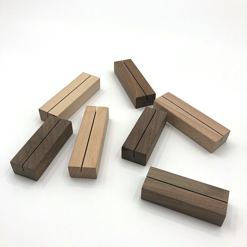 Wood Place Card Holders, Wooden Postcard Holder Acrylic Sign Stand for Party Decoration Location Small Table Menu Cards Holders