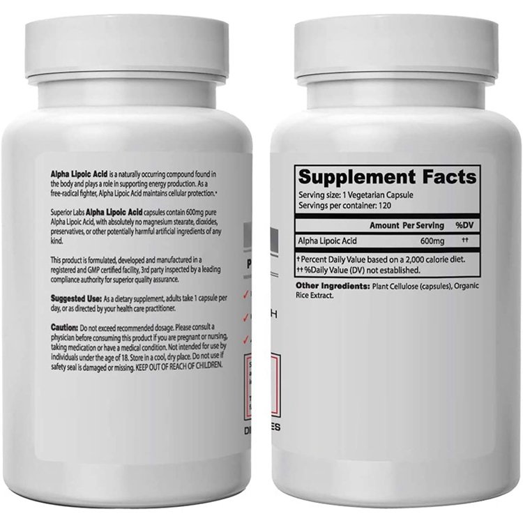Antioxidant support 100% pure and potent 120 vegetable capsules alpha lipoic acid