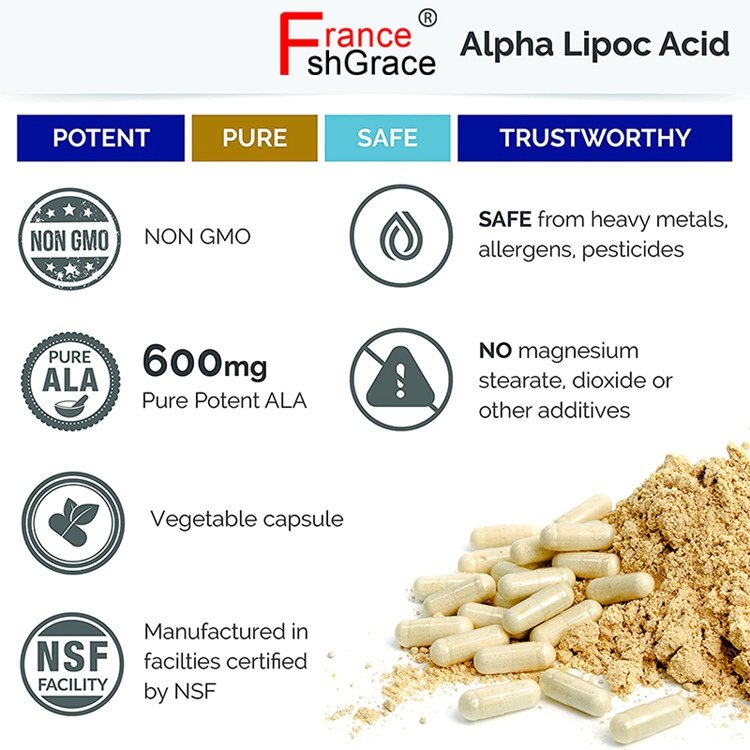 Antioxidant support 100% pure and potent 120 vegetable capsules alpha lipoic acid