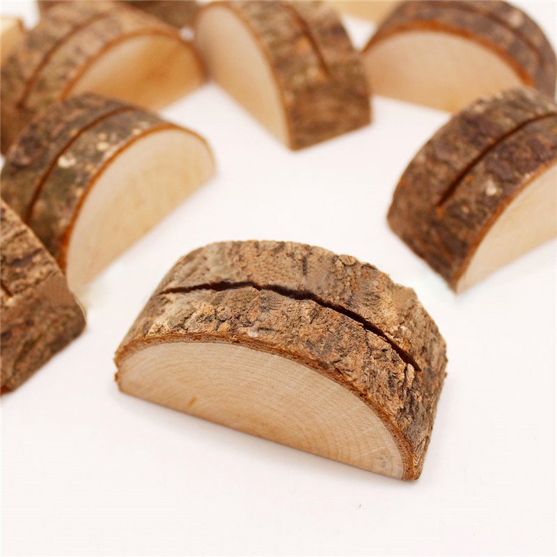 Half-Round Wooden Table Numbers Stand Memo Holder Card Photo Picture Note Clip Holders Wedding Place Card Holders
