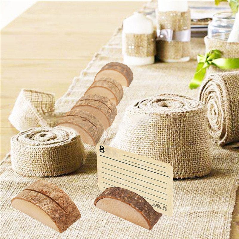 Half-Round Wooden Table Numbers Stand Memo Holder Card Photo Picture Note Clip Holders Wedding Place Card Holders