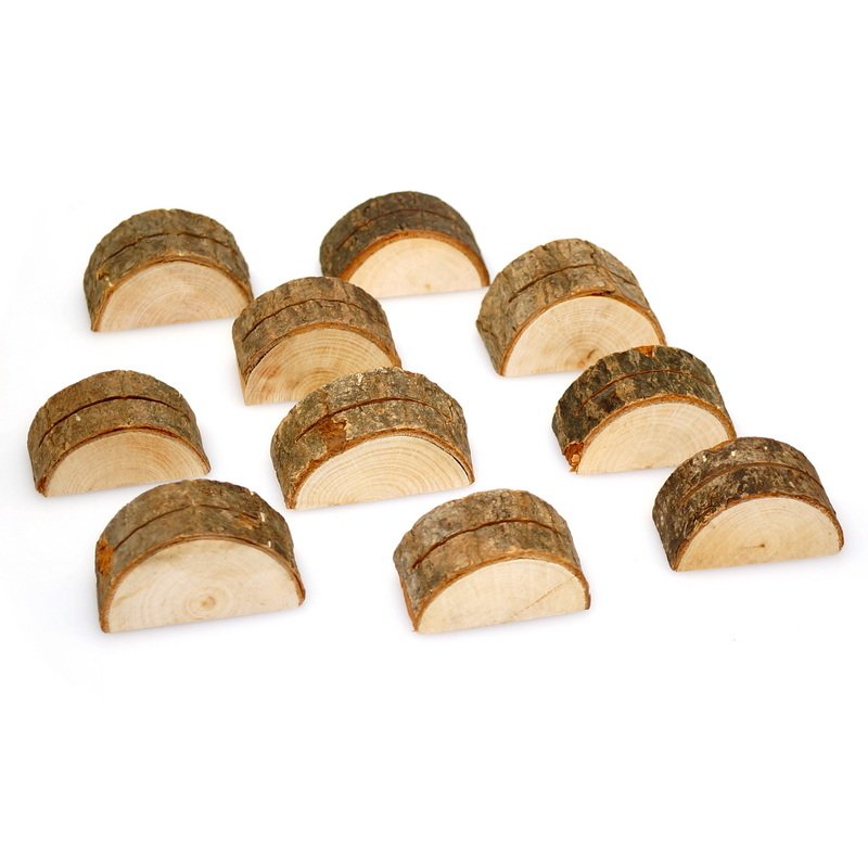 Half-Round Wooden Table Numbers Stand Memo Holder Card Photo Picture Note Clip Holders Wedding Place Card Holders
