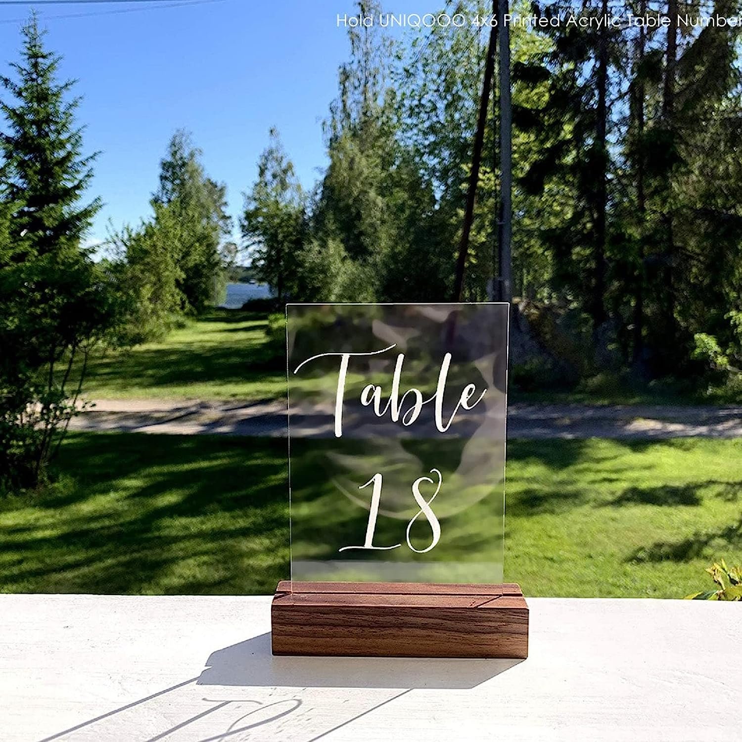 Rustic Acrylic Sign Holders Walnut Wood Table Numbers Display Stands Place Card Holder