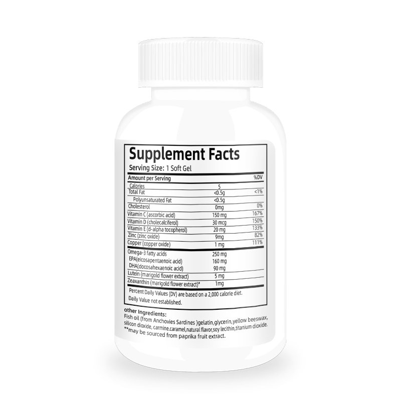 Eye Vitamin Mineral Supplement for Adult 50+ Vitamin & Mineral Supplement with Lutein, Zeaxanthin, and Omega-3 90 Softgels