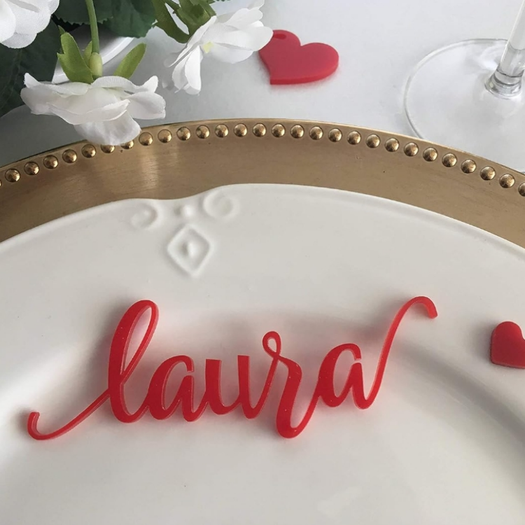 Gold Wedding Place Cards Personalized Acrylic Laser Cut Names Place name settings Guest name tags Wedding Signs