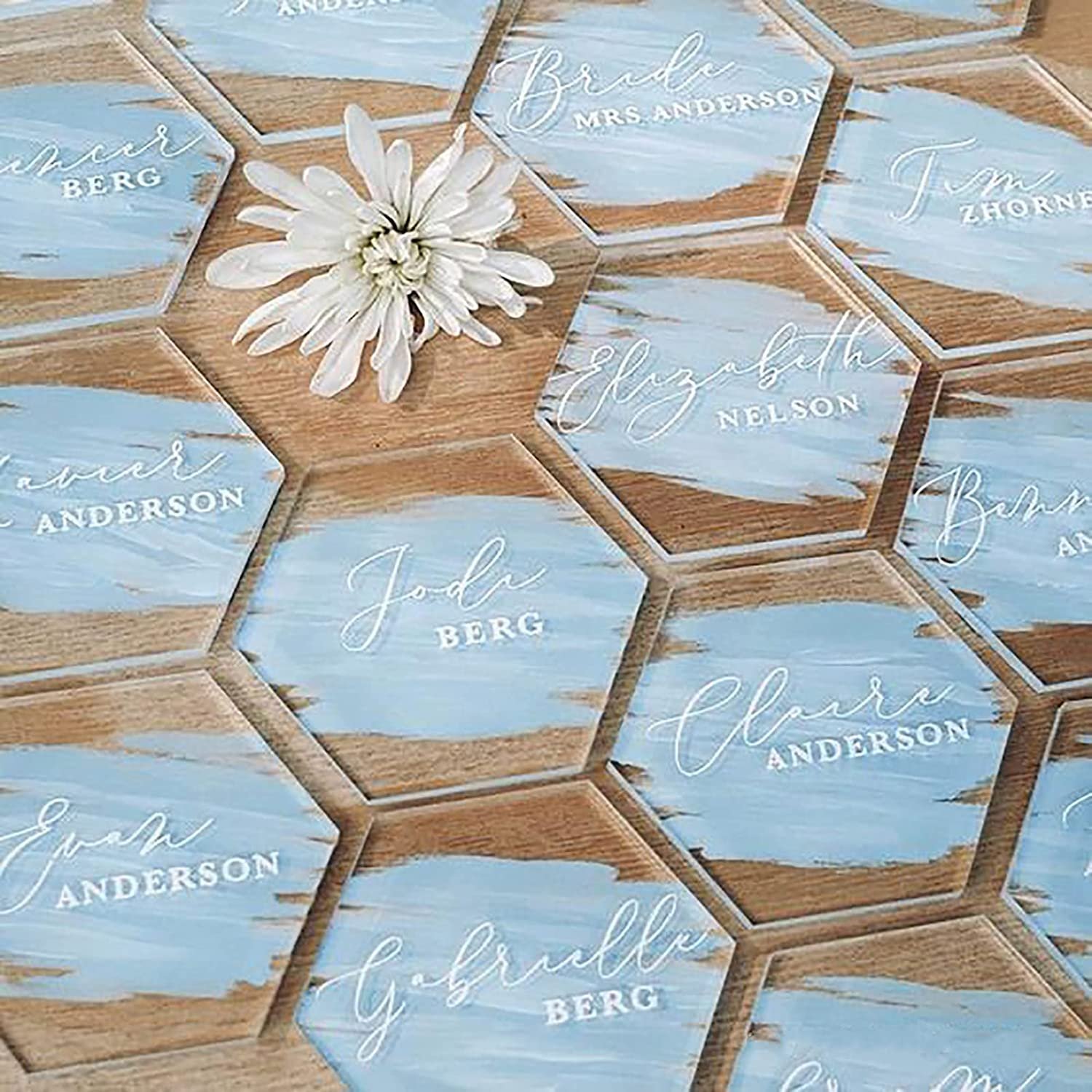 20 pcs pack 4mm Clear Birthday Party DIY Blanks Guest Names Cards Seating Tiles Clear Acrylic Hexagon Place Cards