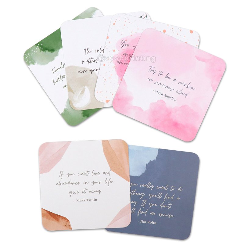 Custom Size Design Mental Health Card Positive Self Phrases Relaxation Affirmation Cards With Box