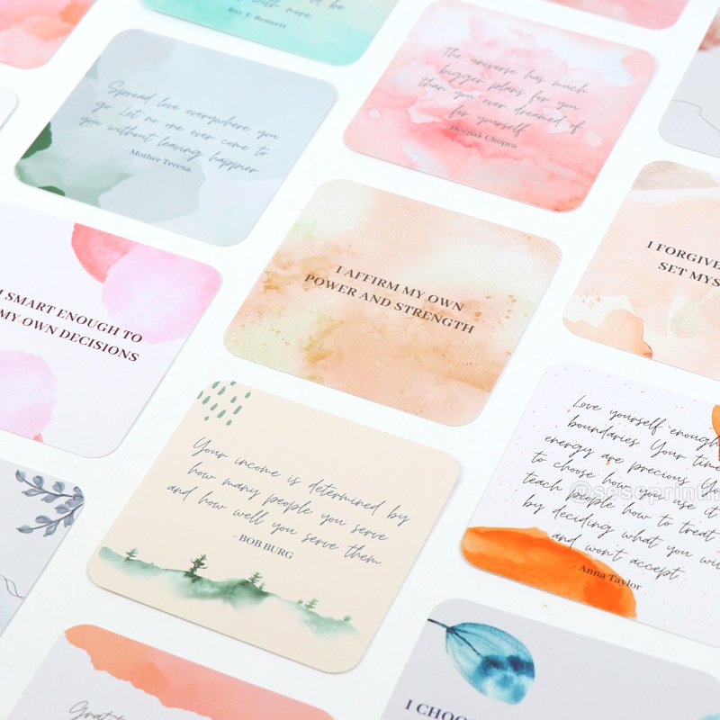 Custom Size Design Mental Health Card Positive Self Phrases Relaxation Affirmation Cards With Box
